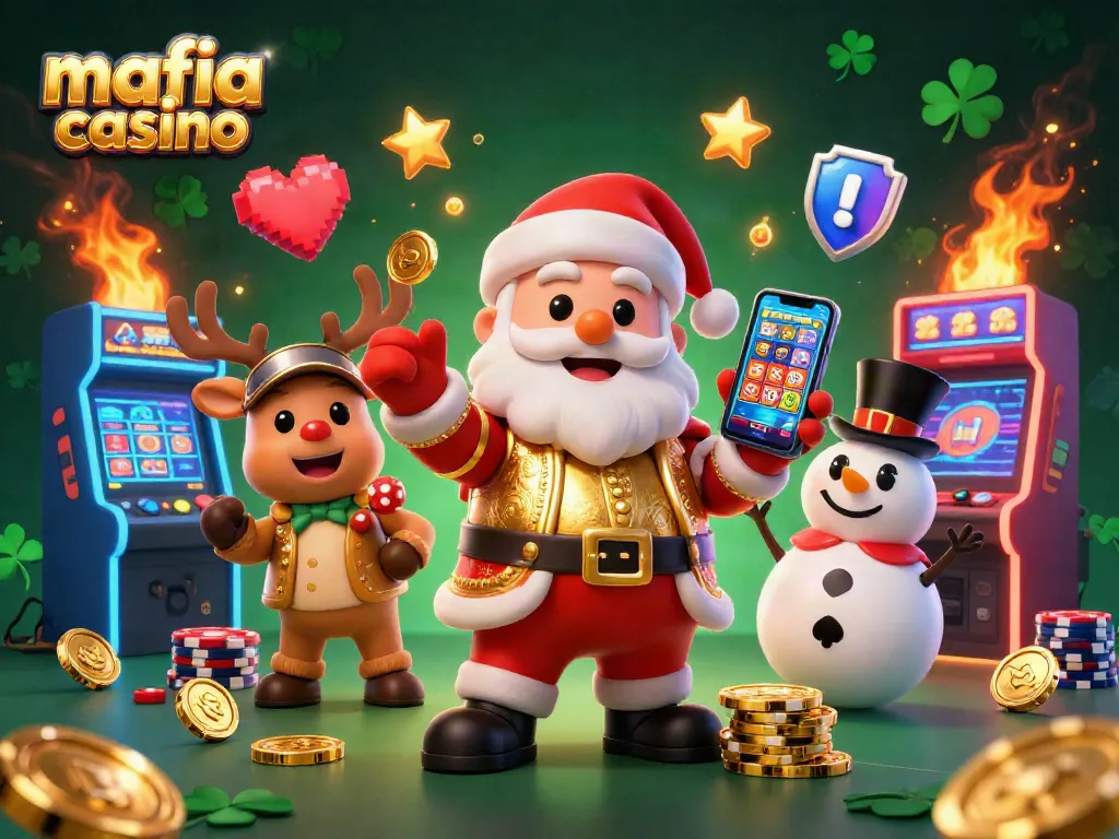 Experience the thrill of mafia casino with Santa and his friends in a vibrant 3D gaming scene.